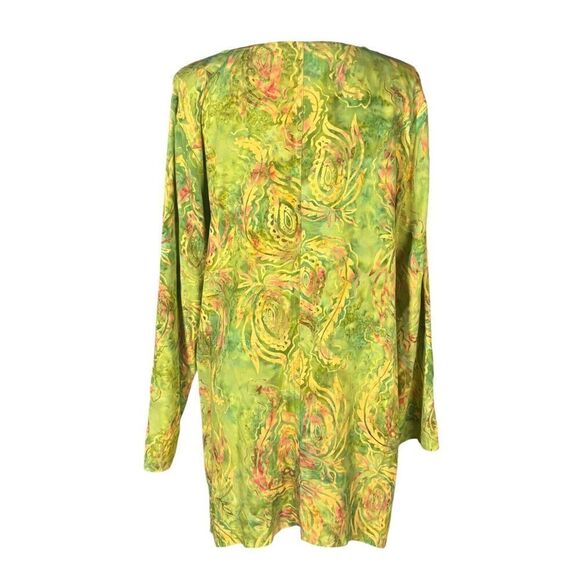 Soft Surroundings Tunic Size Small Green 3/4 Sleeves Boho Artsy Abstract Flowy - Picture 2 of 7